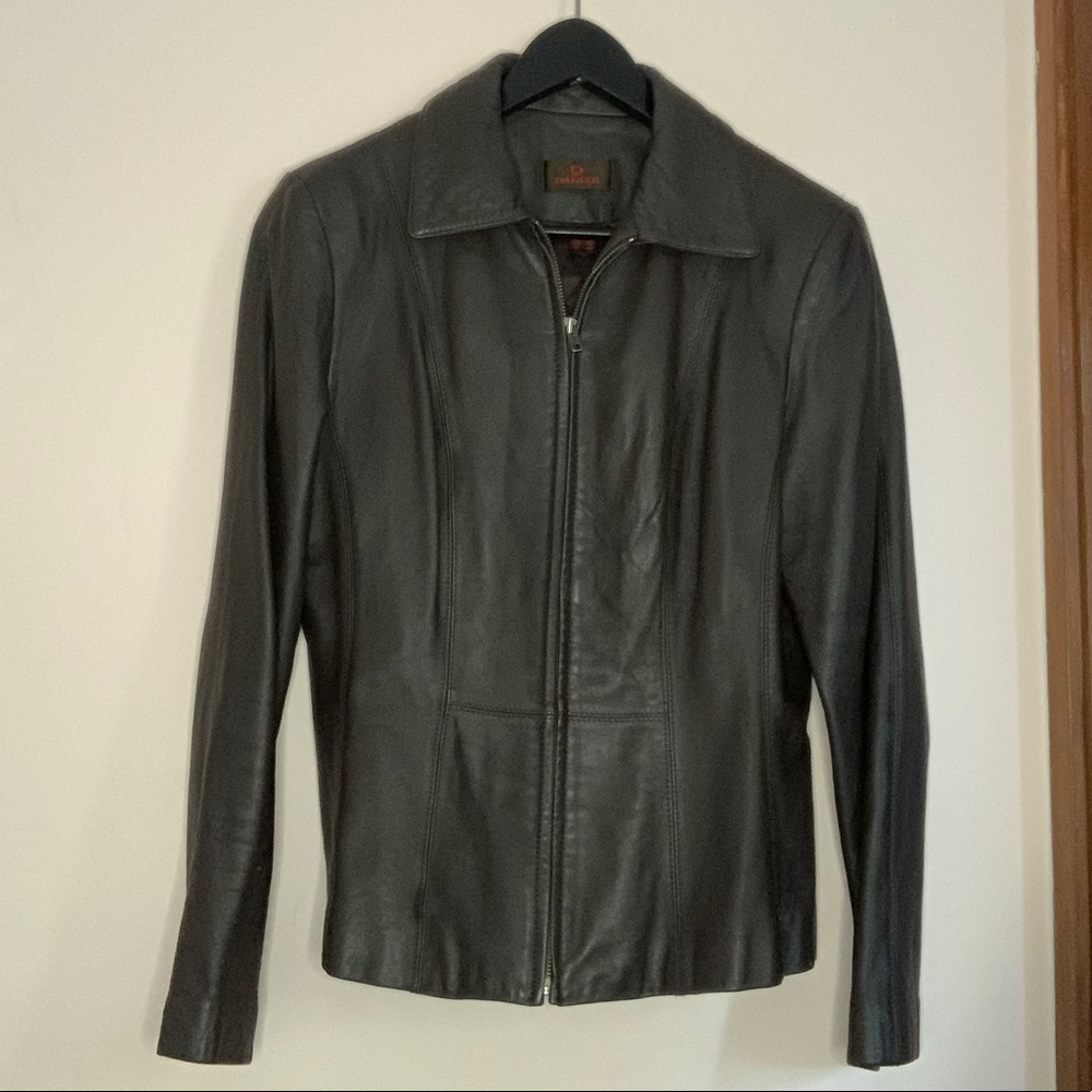 DANIER Chocolate Fitted Leather Jacket